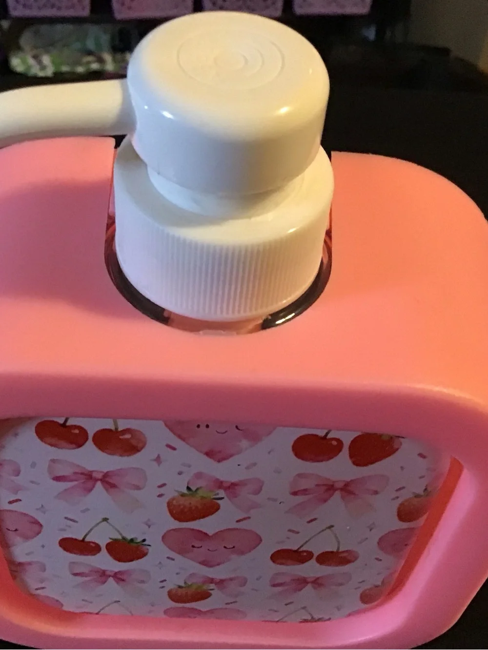 Pink Strawberry & Cherry Print Water Bottle Flask